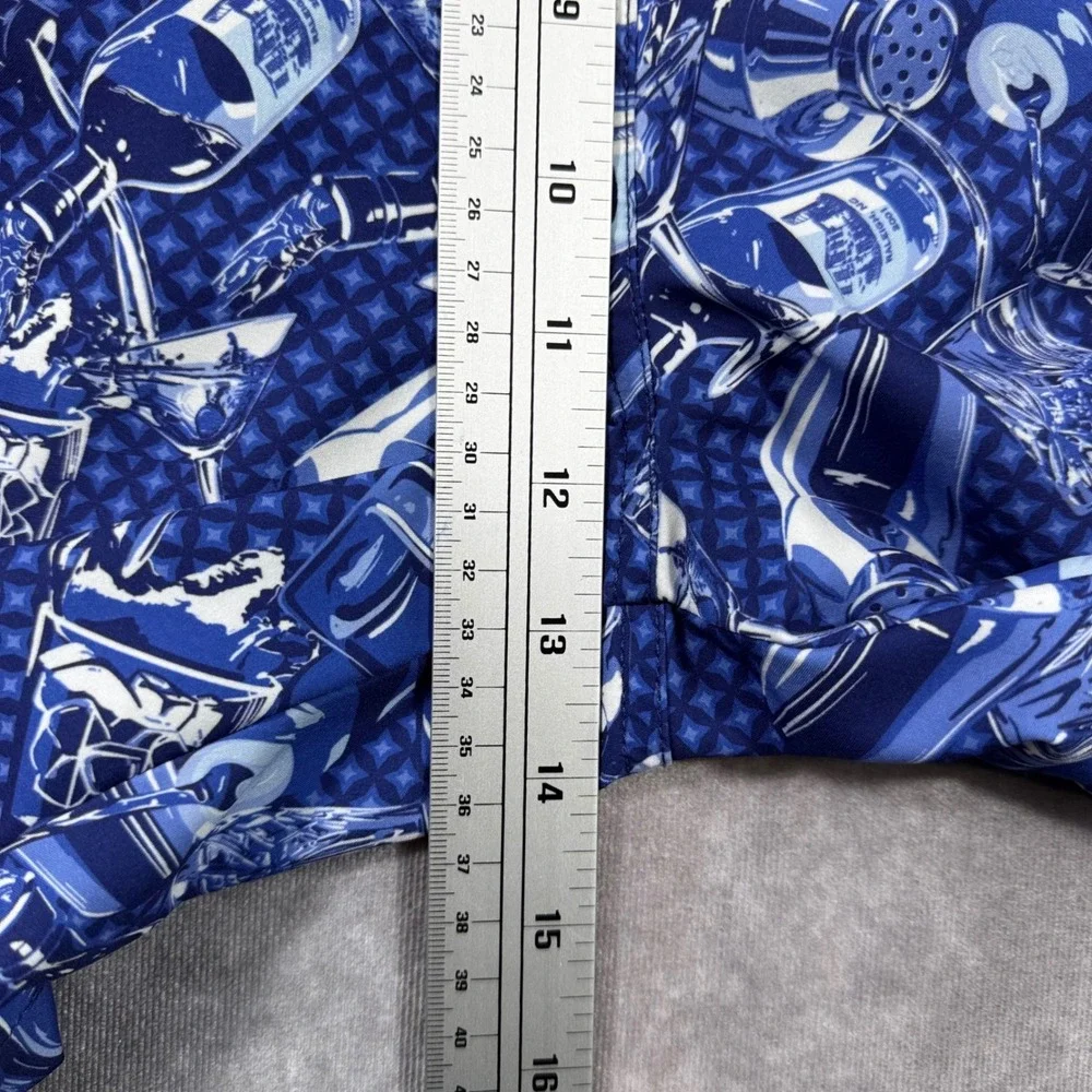 Peter Millar Seaside Mens XL Blue Cocktail Martini Print Swim Trunks Shorts
